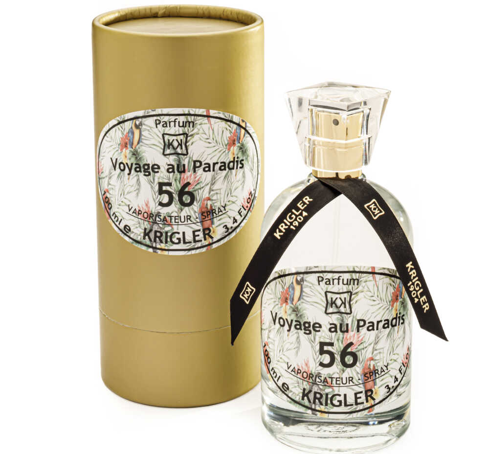 Krigler : Voyage au Paradis 56 un parfum Méditerranéen flacon de parfum avec sa boîte