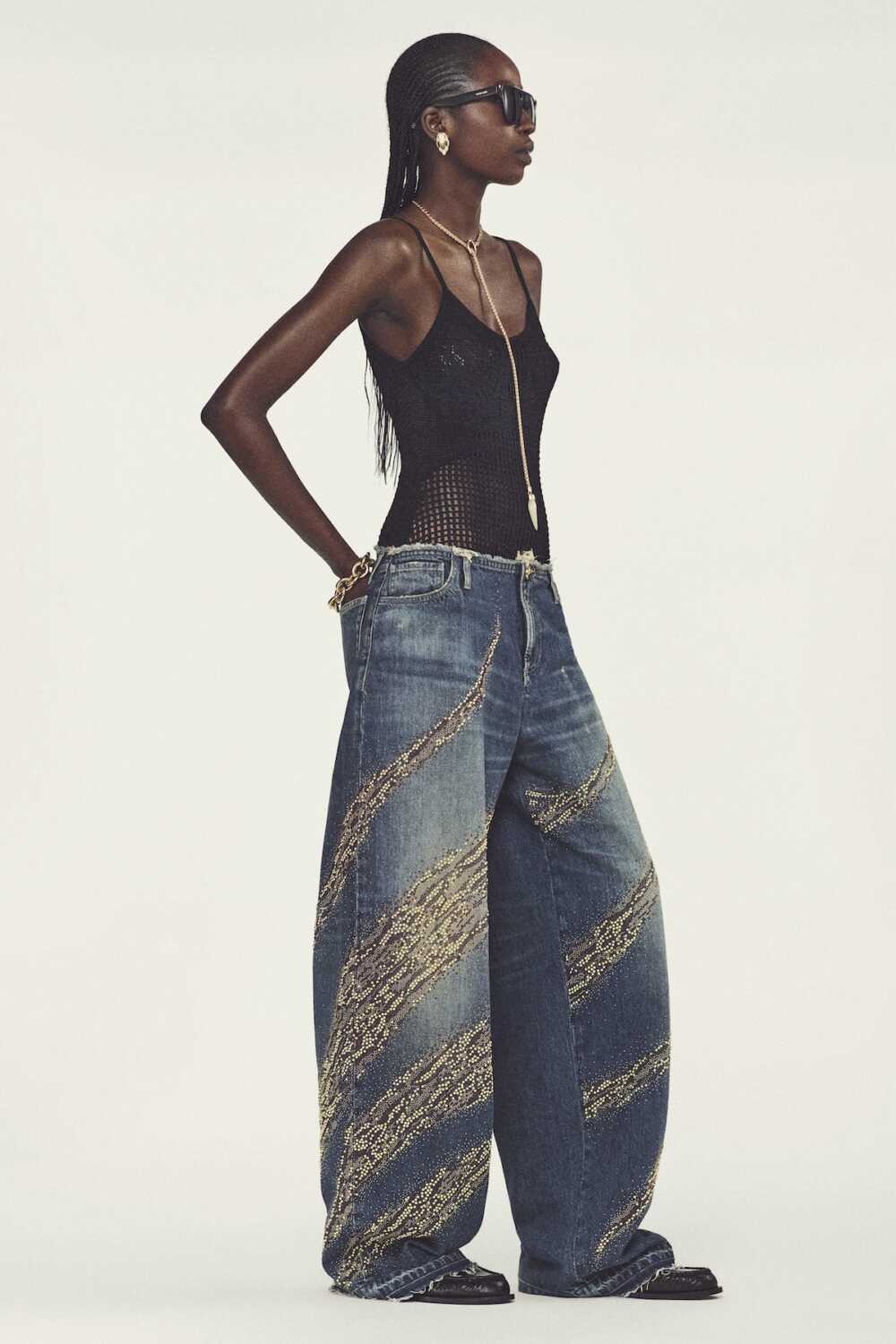 Resort 2025 pantalon large et incrustations