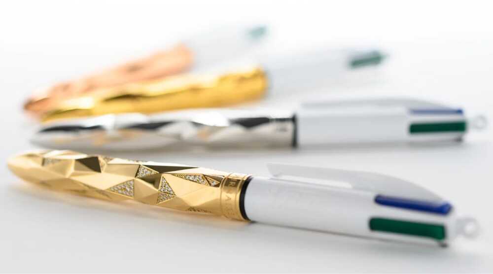 BIC stylo or et diamants
