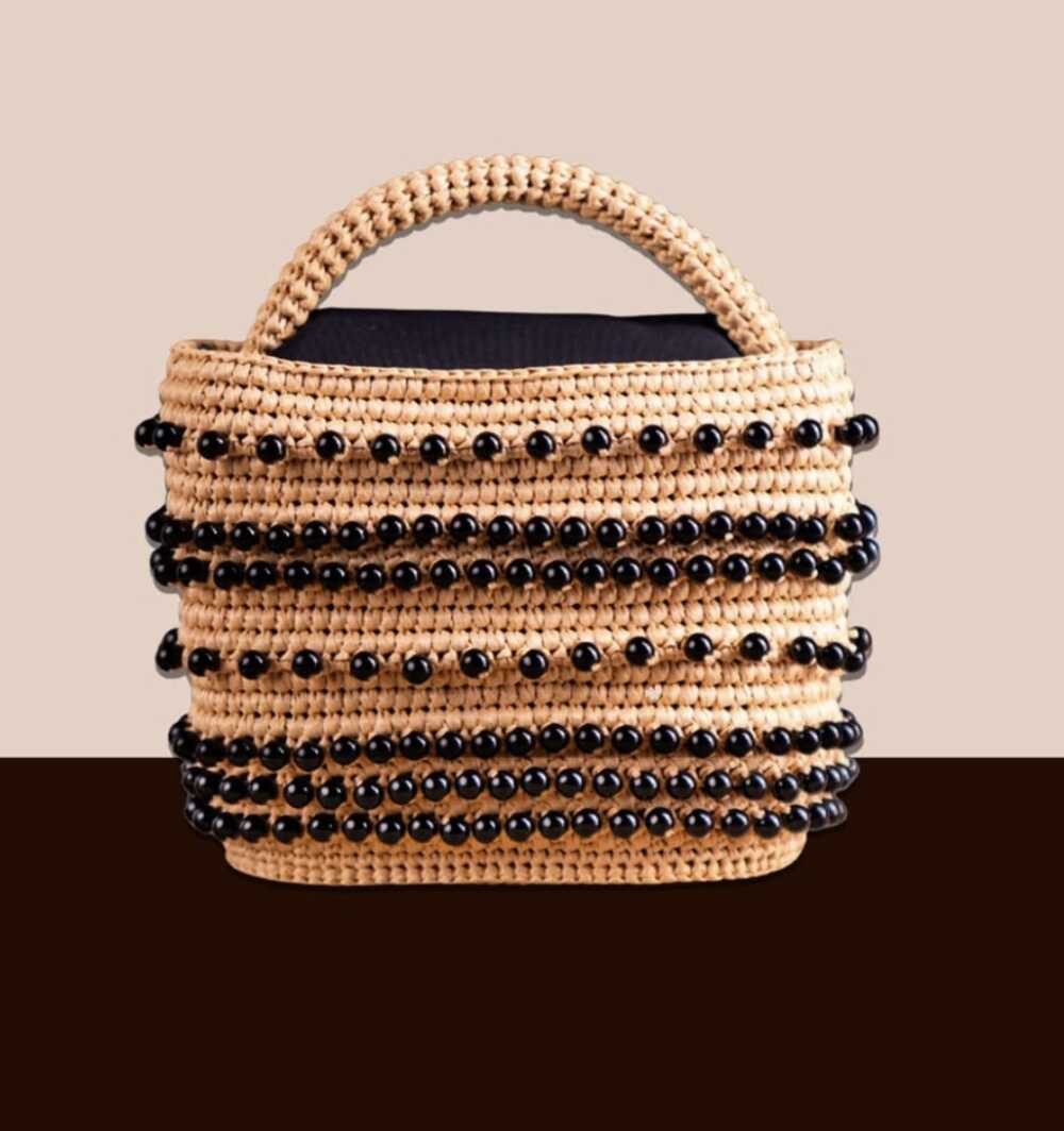 Sac raphia et perles